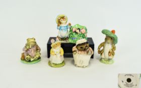 Royal Albert Beatrix Potter Figures ( 5 ) Five In Total. Comprises 1/ Mr Jeremy Fisher, BP 2A.