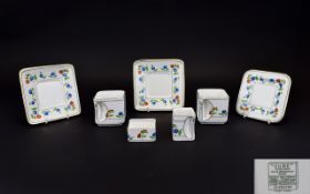 Cube - Foley Shelley Art Deco - Stunning and Impressive 7 Piece Porcelain Tea For Two Service. c.
