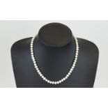 A Nice Quality Single Strand Cultured Pearl Necklace with 9ct gold clasp, fully hallmarked. 16