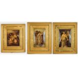 Three Framed Matching Crystoleums comprising 1. Courting Couple Stood in a Garden, 2.