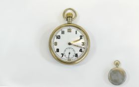A Vintage Chrome Cased - Mechanical Military Open Faced Pocket Watch.