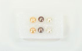 Three Pairs of Fresh Water Pearl Stud Earrings, white,