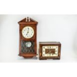 Art Deco Mantle Clock Rectangular clock with fan design inlay to bottom corners,