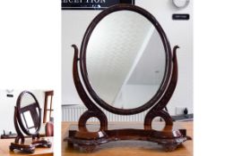 Victorian Period - Nicely Carved Mahogany Swivel Toilet Mirror of Good Proportions with Deep Carved