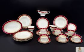 Royal Worcester Nice Quality ( 30 ) Piece Part Tea and Dinner Service - Regency Pattern, Ruby,