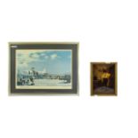 Framed Crystoleum Depicting A Young Child 10 x 8 Inches Golden Oak Frame c1910 Together With A