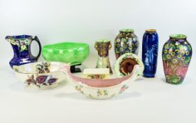 A Large Collection Of Maling Lustre Ware And Doulton Vase Requires Some Restoration Ten items in