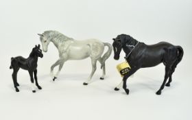 Beswick Early Horse Figures ( 3 ) Three In Total. Comprises 1/ Black Beauty, Model 2466, Designer G.