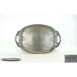 English Pewter Arty Nouveau Tray by Hutton of Sheffield, Liberty Design No 1105,