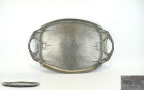 English Pewter Arty Nouveau Tray by Hutton of Sheffield, Liberty Design No 1105,