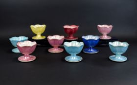 Maling Art Deco Period Lustre Set of Nine ( 9 ) Lily Shaped Sundae Dishes.