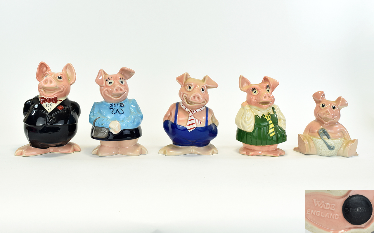 Wade Set of Five Nat West Piggy Banks. Comprises The Family of Five Characters.