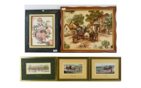 Collection Of Framed Cashs Woven Silk Pictures And Trapunto Works (5) items in total, to include