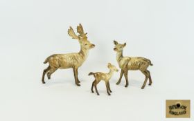 Beswick Animal Figures ( 3 ) Stag - Doe - Fawn. 1/ Stag - Standing, Model No 981. Height 8 Inches.