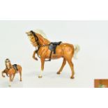 Beswick Horse Figure ' Horse ' 1st Version with Saddle and Reigns ( Head Tucked Up,