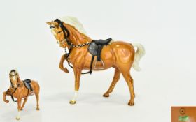 Beswick Horse Figure ' Horse ' 1st Version with Saddle and Reigns ( Head Tucked Up,