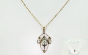 9ct Gold Edwardian Pendant Openwork Design,