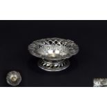 Victorian - Solid Silver Bon Bon Dish with Fine Open Work and Trellis Decoration to Borders on