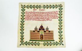 A Mid Victorian Unframed Nice Quality Sampler, Titled ' My Father ' Colours Strong.