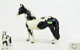 Beswick Horse Figure ' Pinto Pony ' Piebald Black and White. c.1970's.