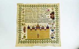 A Mid Victorian Large Unframed Nice Quality Sampler,