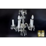 Cut Glass Chandelier Contemporary ceiling light in clear cut glass with five arms and faux candle