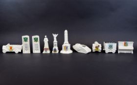 A Collection of Sought After and Rarer Arcadian and Goss Crested Ware ( 10 ) Items In Total.