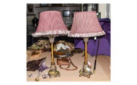 Table Lamps A pair of contemporary ornate base lamps. Rococo style moulding to top and base,