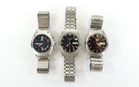 A Good Collection of Vintage Seiko Mens Steel Watches ( 3 ) - Seiko Mens Kinetic Black Dial Steel