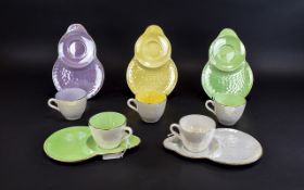 Maling - Art Deco Period Lustre Set of ( 5 ) Five Tennis Cups and Saucers,