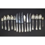 A Collection Of Mixed Plated Cutlery 15 items in total, some with monogrammed handles.