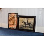 Metal Framed Mirror together with a pub type Daniel Haigh Esq framed picture.