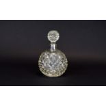 Victorian Silver Collar Cut Crystal Perfume Bottle. Hallmark Birmingham 1898, Pineapple Shape.