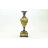 Napoleon III French Cloisonne Enamel Champleve and Marble Onyx Vase. Stands 12.25 Inches Tall.