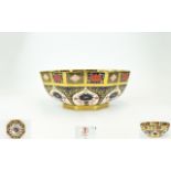 Royal Crown Derby Stunning and Very Large Old Imari Pattern Octagonal Shaped Footed Bowl,