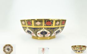 Royal Crown Derby Stunning and Very Large Old Imari Pattern Octagonal Shaped Footed Bowl,