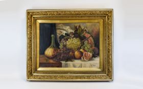 Framed Oil on Canvas, Still Life- Fruit. Signed C E Taylor. 18 by 24 inches.