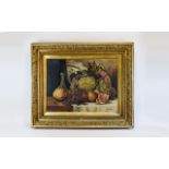 Framed Oil on Canvas, Still Life- Fruit. Signed C E Taylor. 18 by 24 inches.