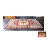 Large Woven Wool Rug Contemporary rug by Kabir in Ikat style geometric pattern in muted shades of