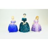 Royal Doulton Hand Painted Small Figures ( 3 ). Comprises 1/ Rose HN2123, Designer L. Harradine.