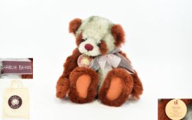 Charlie Bears Plush Fur - Hand Finished and Fully Jointed Panda Bear with Double Organza Bow In The