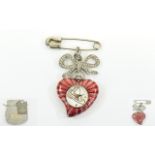 Vivienne Westwood Signed Luxurious Heart Shaped Enamel Brooch / Watch.