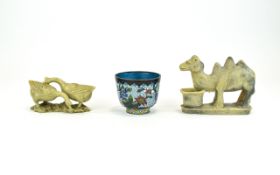 Chinese 19th Century Soapstone ( Small Figures ) 2 Two. Comprises Large Camel Figure - 3.