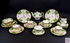 Mintons 'Green Cockatrice' Part Teaset, Includes teapot, dinner plates, saucers,
