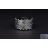 Victorian Silver Superb Quality Hinged Bangle with Turret Top Design and Applied and Embossed