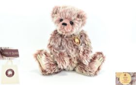 Charlie Bears Blush Pink Fur Tipped Teddy Bear. Name ' Angela '. Designer Heather Lyell.