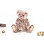 Charlie Bears Blush Pink Fur Tipped Teddy Bear. Name ' Angela '. Designer Heather Lyell.