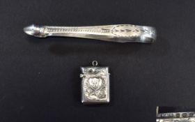 Edwardian Silver Vesta Case with Chased Stylised Floral Engraving to Body of Case.