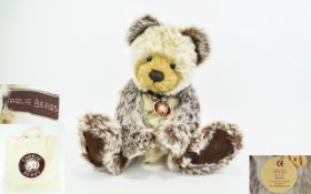 Charlie Bears Plush Mohair Teddy Bear with Suede Collar with Bells.