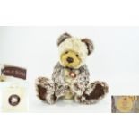 Charlie Bears Plush Mohair Teddy Bear with Suede Collar with Bells.